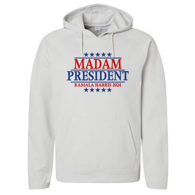 Madam President Kamala Harris 2024 Vote Democrat Beat Trump Performance Fleece Hoodie