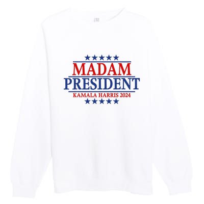 Madam President Kamala Harris 2024 Vote Democrat Beat Trump Premium Crewneck Sweatshirt