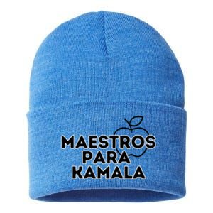 Maestros Para Kamala Harris Spanish Teacher Democratic Gift Sustainable Knit Beanie