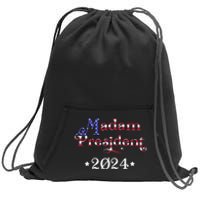 Madam President Kamala Harris 2024 American Flag Raglan Sweatshirt Cinch Pack Bag