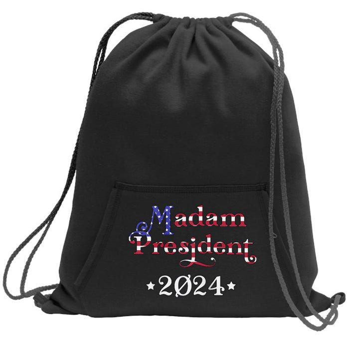 Madam President Kamala Harris 2024 American Flag Raglan Sweatshirt Cinch Pack Bag