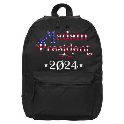 Madam President Kamala Harris 2024 American Flag Raglan 16 in Basic Backpack