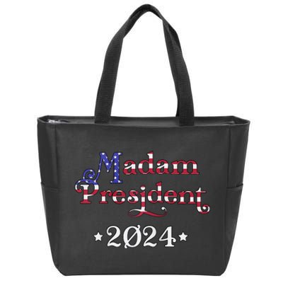 Madam President Kamala Harris 2024 American Flag Raglan Zip Tote Bag