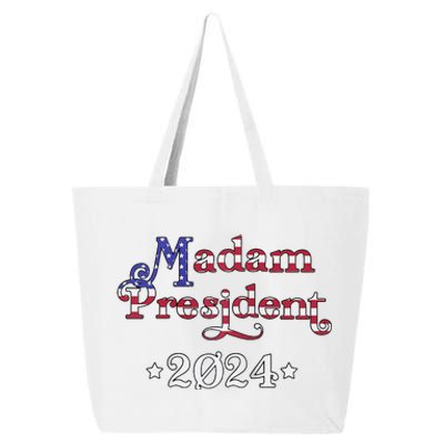 Madam President Kamala Harris 2024 American Flag Raglan 25L Jumbo Tote