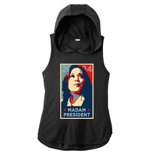 Madam President Kamala Harris 2024 Change Breaking Barriers Ladies PosiCharge Tri-Blend Wicking Draft Hoodie Tank