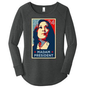 Madam President Kamala Harris 2024 Change Breaking Barriers Women's Perfect Tri Tunic Long Sleeve Shirt