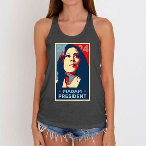 Madam President Kamala Harris 2024 Change Breaking Barriers Women's Knotted Racerback Tank