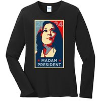 Madam President Kamala Harris 2024 Change Breaking Barriers Ladies Long Sleeve Shirt