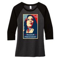 Madam President Kamala Harris 2024 Change Breaking Barriers Women's Tri-Blend 3/4-Sleeve Raglan Shirt