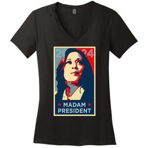 Madam President Kamala Harris 2024 Change Breaking Barriers Women's V-Neck T-Shirt