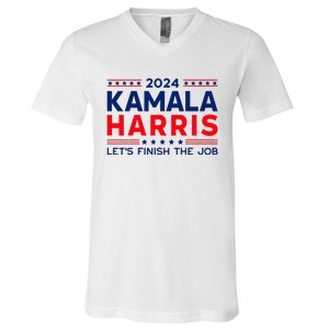 Madam President Kamala Harris LetS Finish The Job 2024 V-Neck T-Shirt