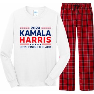 Madam President Kamala Harris LetS Finish The Job 2024 Long Sleeve Pajama Set