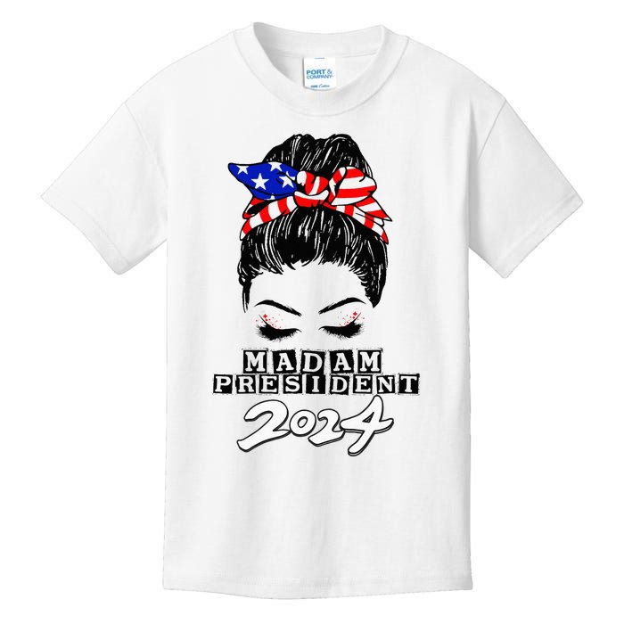 Madam President Kamala Harris 2024 Harris Waltz 24 Kids T-Shirt