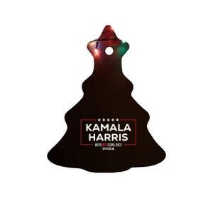 Madam President Kamala Harris Were Not Going Back 2024 Ceramic Tree Ornament