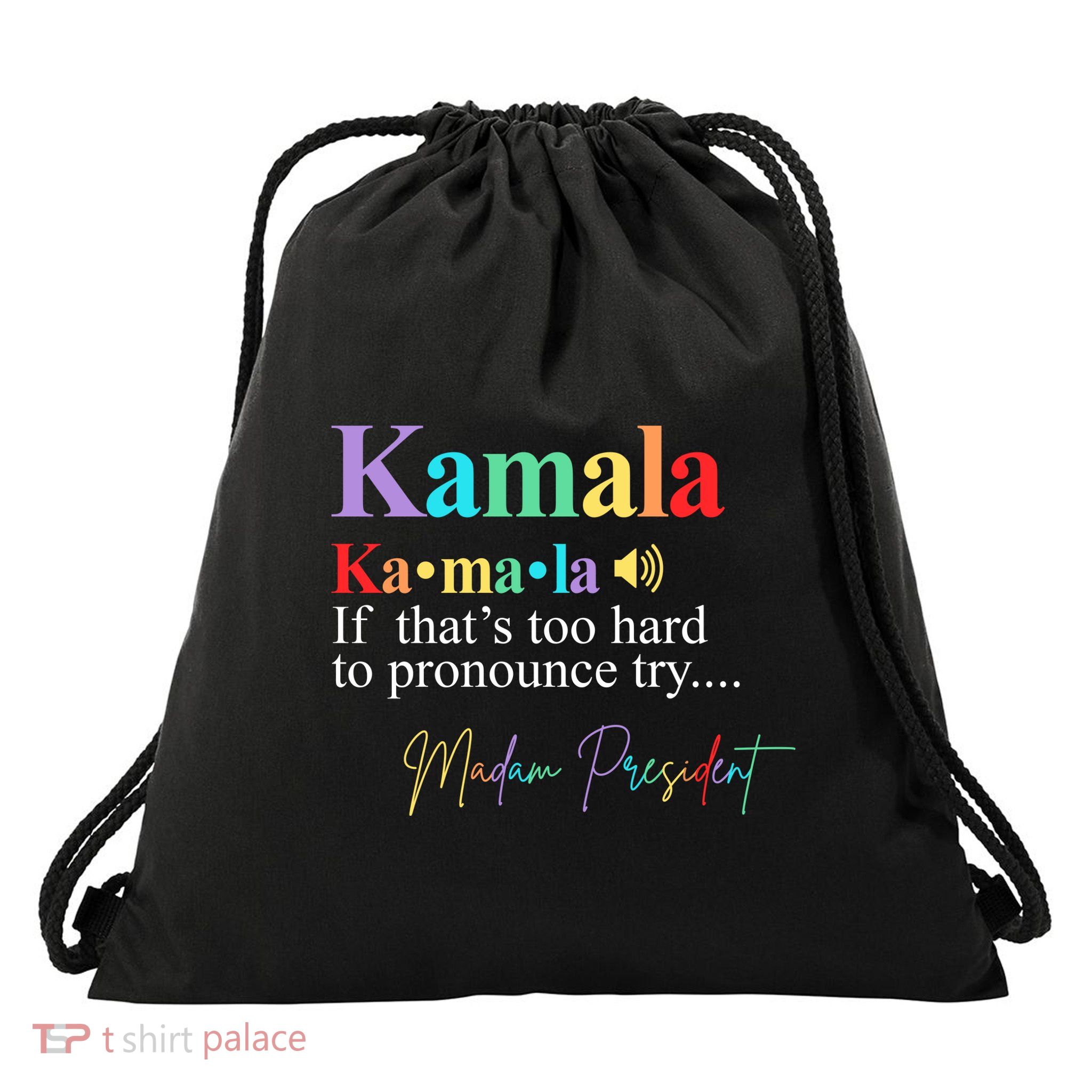 Madam President Kamala Harris Colorful Definition Drawstring Bag