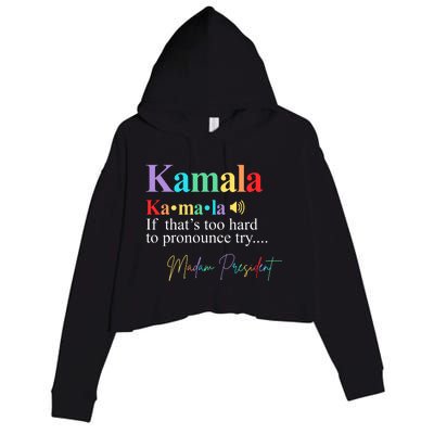 Madam President Kamala Harris Colorful Definition Crop Fleece Hoodie