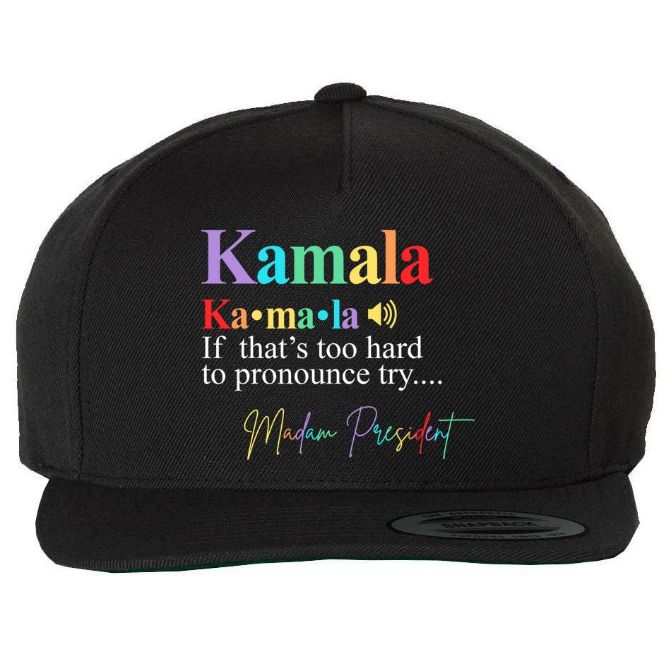 Madam President Kamala Harris Colorful Definition Wool Snapback Cap
