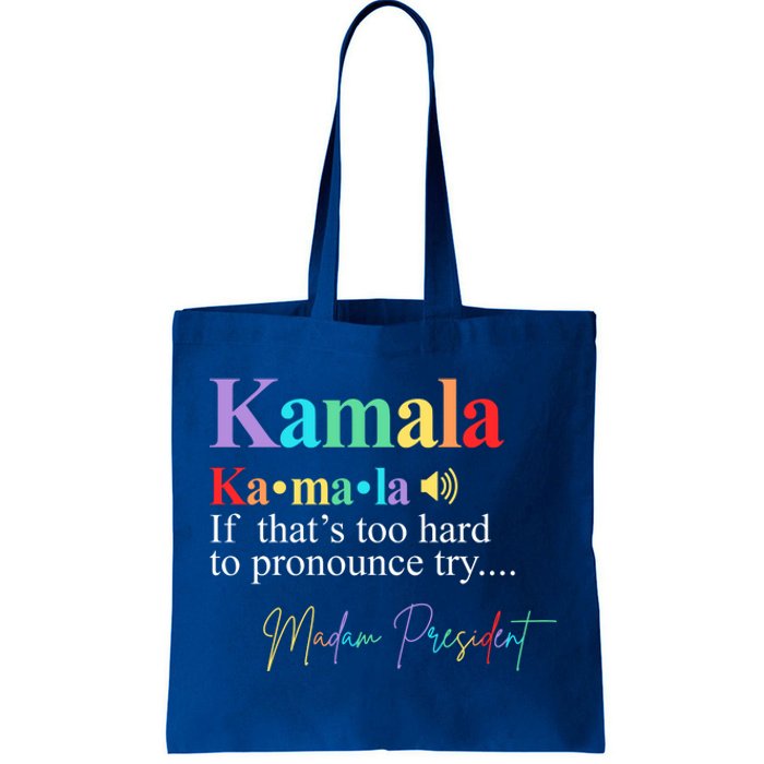 Madam President Kamala Harris Colorful Definition Tote Bag