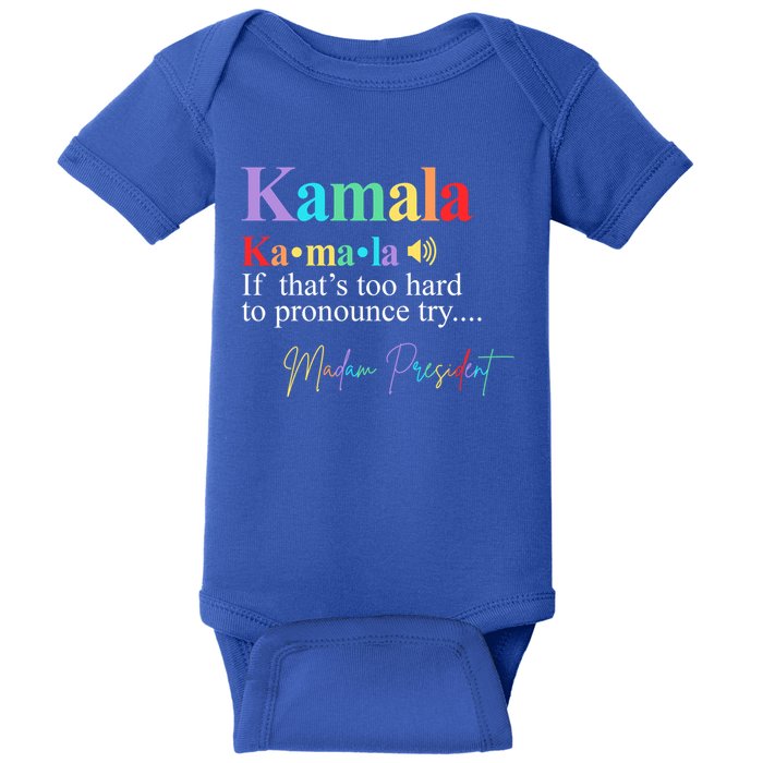Madam President Kamala Harris Colorful Definition Baby Bodysuit