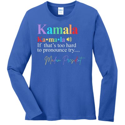 Madam President Kamala Harris Colorful Definition Ladies Long Sleeve Shirt