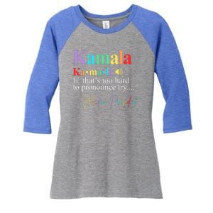 Madam President Kamala Harris Colorful Definition Women's Tri-Blend 3/4-Sleeve Raglan Shirt