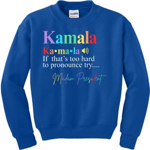 Madam President Kamala Harris Colorful Definition Kids Sweatshirt