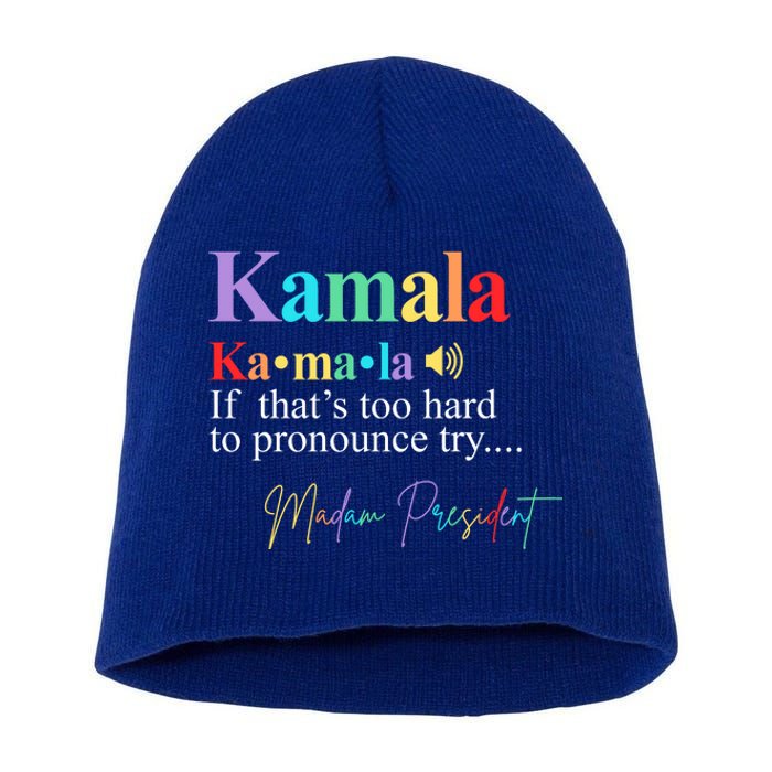 Madam President Kamala Harris Colorful Definition Short Acrylic Beanie