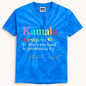 Madam President Kamala Harris Colorful Definition Kids Tie-Dye T-Shirt