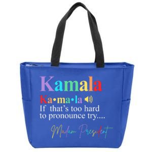 Madam President Kamala Harris Colorful Definition Zip Tote Bag