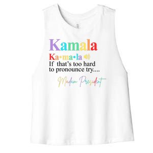 Madam President Kamala Harris Colorful Definition Women's Racerback Cropped Tank