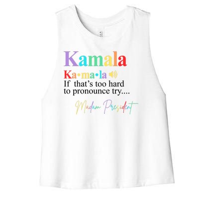 Madam President Kamala Harris Colorful Definition Women's Racerback Cropped Tank