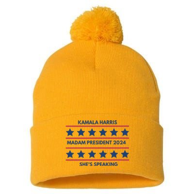 Madam President Kamala Harris 2024 Pom Pom 12in Knit Beanie