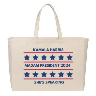 Madam President Kamala Harris 2024 Cotton Canvas Jumbo Tote