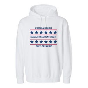 Madam President Kamala Harris 2024 Garment-Dyed Fleece Hoodie