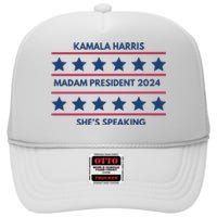 Madam President Kamala Harris 2024 High Crown Mesh Back Trucker Hat