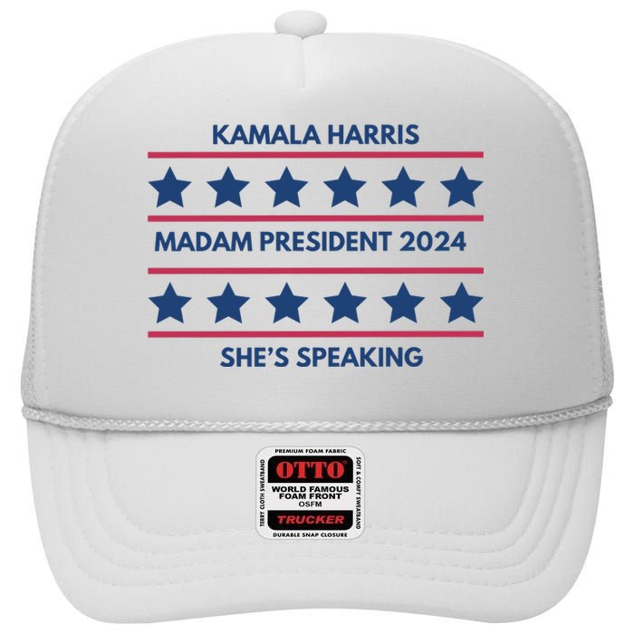 Madam President Kamala Harris 2024 High Crown Mesh Back Trucker Hat