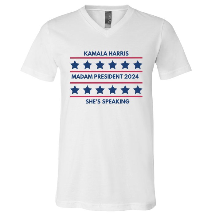 Madam President Kamala Harris 2024 V-Neck T-Shirt