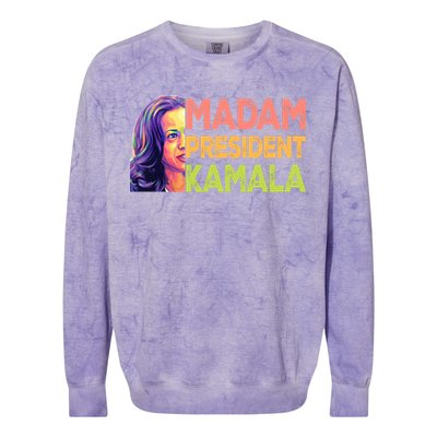 Madam President Kamala Graphic Colorblast Crewneck Sweatshirt