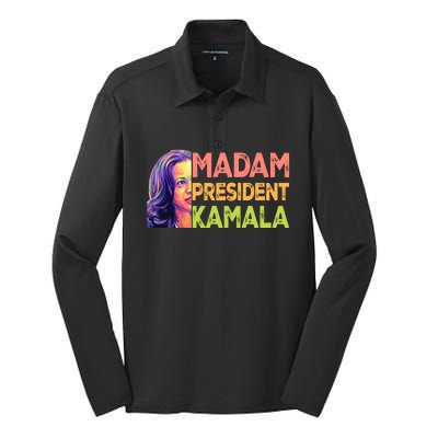 Madam President Kamala Graphic Silk Touch Performance Long Sleeve Polo