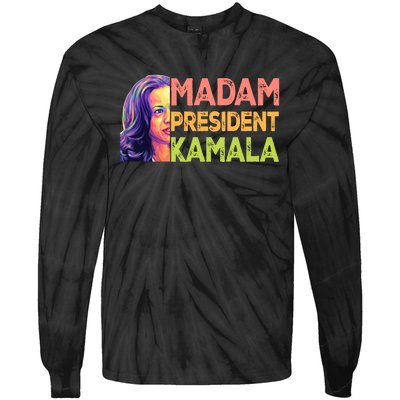 Madam President Kamala Graphic Tie-Dye Long Sleeve Shirt