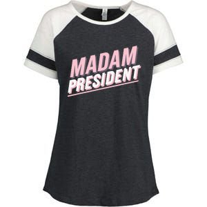 Madam President Kamala Harris 2024 Political Enza Ladies Jersey Colorblock Tee