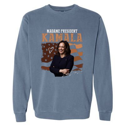 Madame President Kamala Illustration Garment-Dyed Sweatshirt