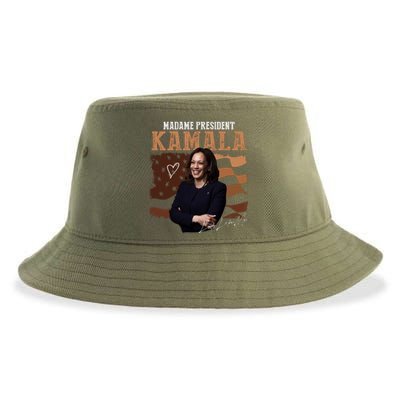 Madame President Kamala Illustration Sustainable Bucket Hat