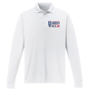 Madam President Kamala Harris Tim Walz Vp Brat Cat Ladies 2024 Performance Long Sleeve Polo