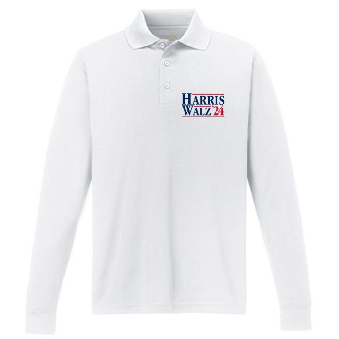 Madam President Kamala Harris Tim Walz Vp Brat Cat Ladies 2024 Performance Long Sleeve Polo