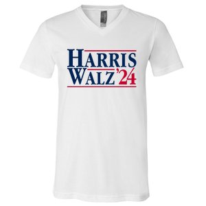 Madam President Kamala Harris Tim Walz Vp Brat Cat Ladies 2024 V-Neck T-Shirt