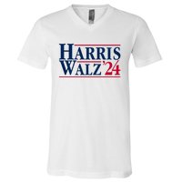 Madam President Kamala Harris Tim Walz Vp Brat Cat Ladies 2024 V-Neck T-Shirt