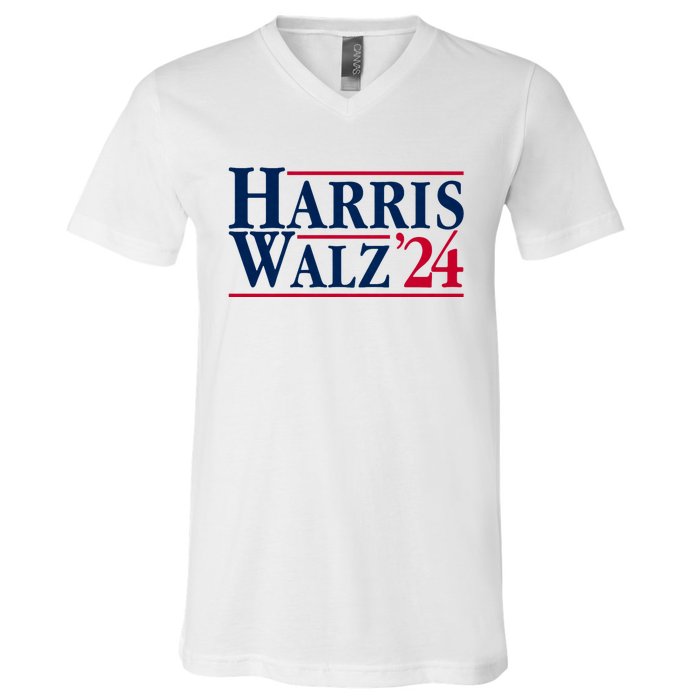 Madam President Kamala Harris Tim Walz Vp Brat Cat Ladies 2024 V-Neck T-Shirt