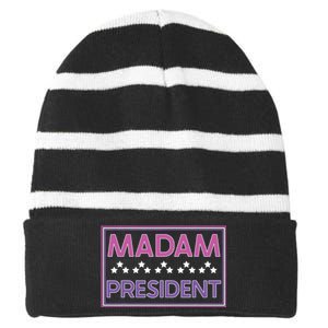 Madam President Kamala Harris 2024 Striped Beanie with Solid Band