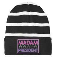 Madam President Kamala Harris 2024 Striped Beanie with Solid Band